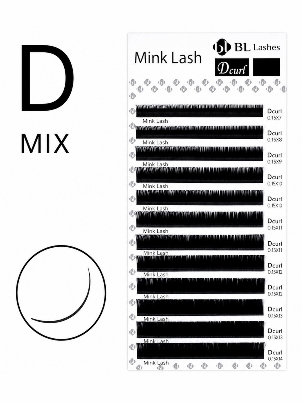 BL LASHES LASER MINK D CURL 0.10 MIX - BRAND NEW, NO PACKAGING